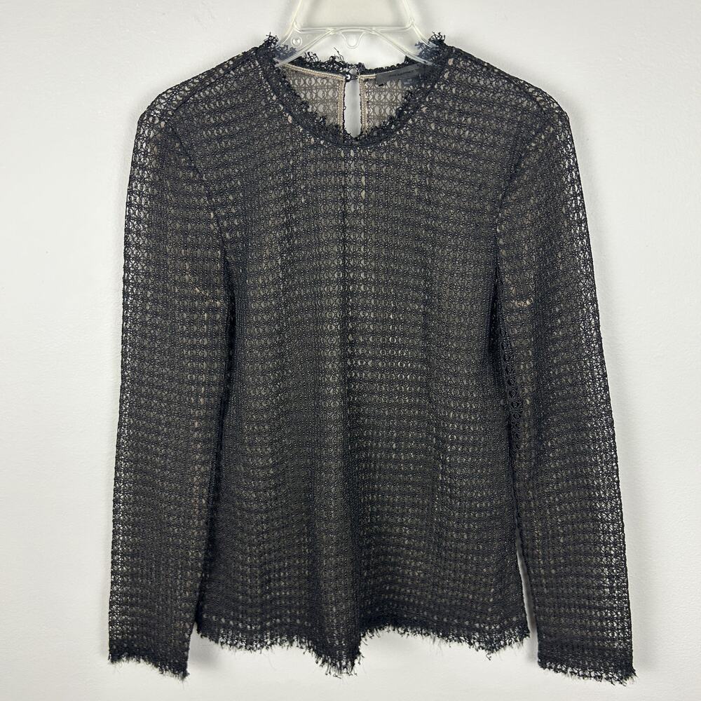 Alexander Wang Black Mesh Long Sleeve Crew Neck Top M